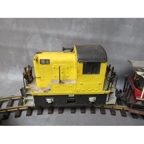 7 - GARDEN GAUGE LOCOMOTIVE, together with a Lehmann LGB open carriage, a Lionel Mickey Mouse / Donald D... 