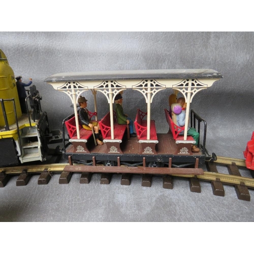 7 - GARDEN GAUGE LOCOMOTIVE, together with a Lehmann LGB open carriage, a Lionel Mickey Mouse / Donald D... 