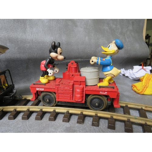 7 - GARDEN GAUGE LOCOMOTIVE, together with a Lehmann LGB open carriage, a Lionel Mickey Mouse / Donald D... 