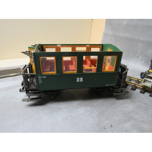 7 - GARDEN GAUGE LOCOMOTIVE, together with a Lehmann LGB open carriage, a Lionel Mickey Mouse / Donald D... 