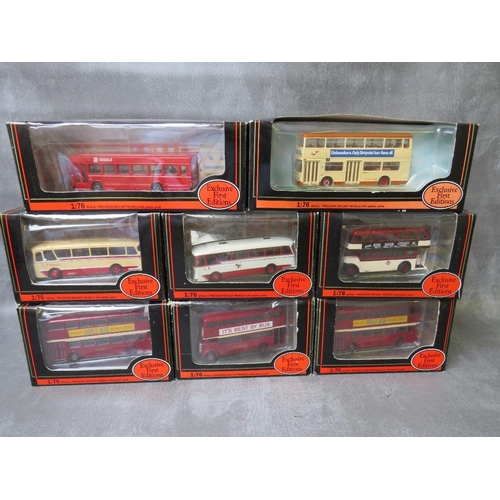 97 - EIGHT BOXED EXCLUSIVE FIRST EDITION 1:76 SCALE DIE CAST BUSES AND COACHES