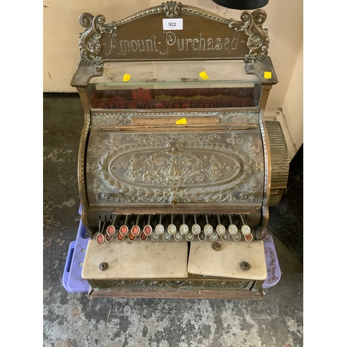 922 - An original brass heavy National Dayton, Ohio cash register A/F