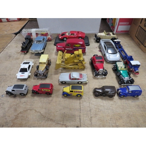 134 - NINETEEN UNBOXED DIE CAST VEHICLES, to include Liberty 1948 Ford, ERTL Dyersville earth mover, Corgi... 