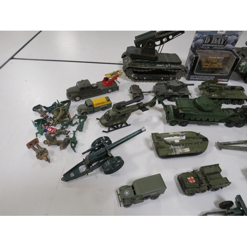 141 - A LARGE COLLECTION OF MIXED SCALE MILITARY VEHICLES, all unboxed, by Dinky, Matchbox etc., to includ... 