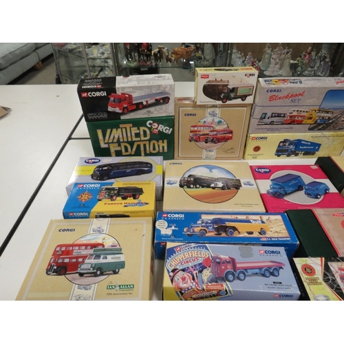 142 - TWENTY THREE BOXED CORGI VEHICLES AND SETS OF VEHICLES, to include some limited edition items