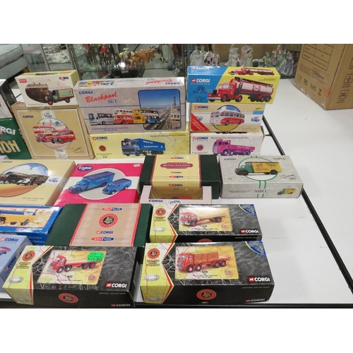 142 - TWENTY THREE BOXED CORGI VEHICLES AND SETS OF VEHICLES, to include some limited edition items