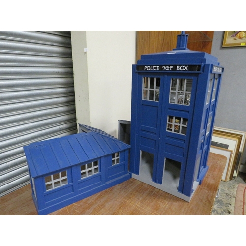 72 - DR WHO INTEREST - A SCRATCH BUILT DOLLS HOUSE IN THE FORM OF THE TARDIS,  with various detachable ou... 