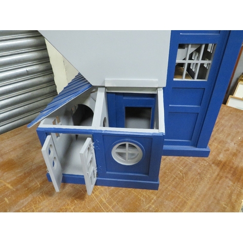 72 - DR WHO INTEREST - A SCRATCH BUILT DOLLS HOUSE IN THE FORM OF THE TARDIS,  with various detachable ou... 