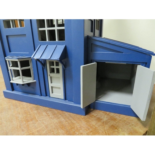 72 - DR WHO INTEREST - A SCRATCH BUILT DOLLS HOUSE IN THE FORM OF THE TARDIS,  with various detachable ou... 