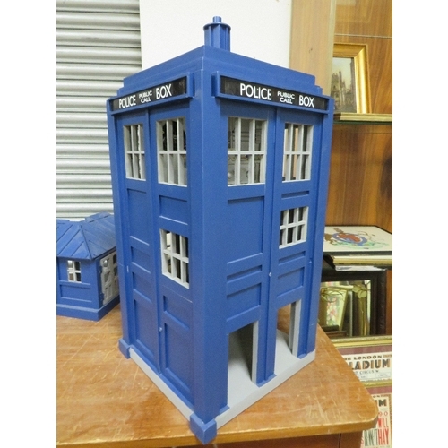 72 - DR WHO INTEREST - A SCRATCH BUILT DOLLS HOUSE IN THE FORM OF THE TARDIS,  with various detachable ou... 