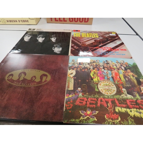 147 - FOUR BEATLES LP RECORDS, to include Please Please Me Mono PMC 1202, with The Beatles Mono PMC 1206, ... 