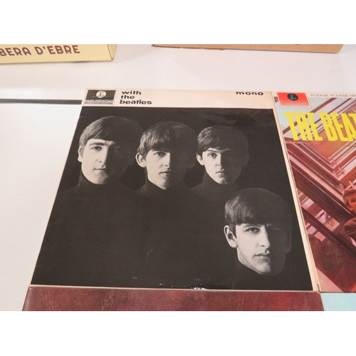 147 - FOUR BEATLES LP RECORDS, to include Please Please Me Mono PMC 1202, with The Beatles Mono PMC 1206, ... 