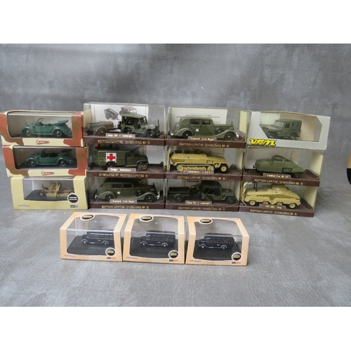 156 - EIGHT BOXED SLIDO LIMITED EDITION OVERLAOD MILITARY VEHICLES, two boxed Victoria VW military police ... 