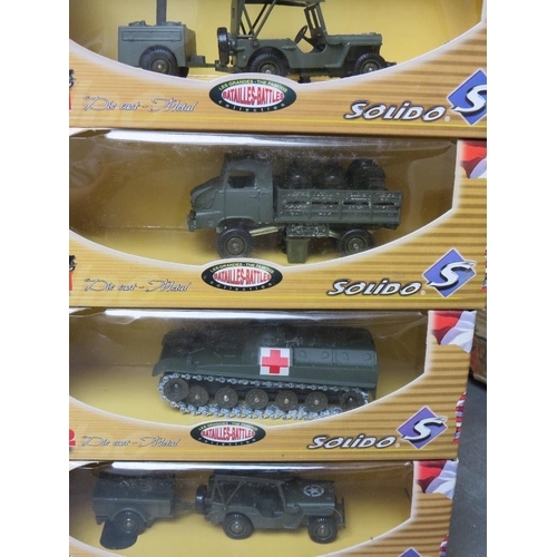 51 - TWELVE BOXED SOLIDO MILITARY VEHCLES FROM THE BATAILLES BATTLES RANGE, to include 6244, 6145, 6135, ... 