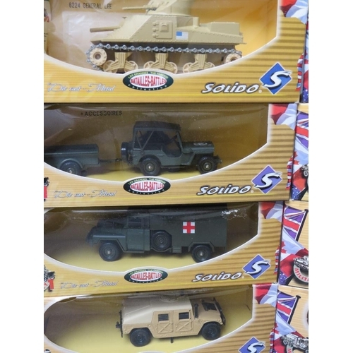 51 - TWELVE BOXED SOLIDO MILITARY VEHCLES FROM THE BATAILLES BATTLES RANGE, to include 6244, 6145, 6135, ... 