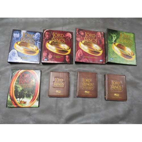 87 - FIVE LORD OF THE RINGS TOPPS TRADING CARD BINDERS AND CONTENTS, together with three Lord of The Ring... 