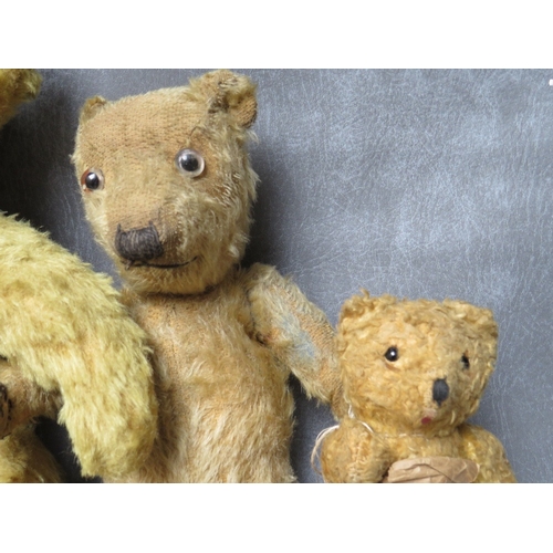 91 - A FAMILY OF THREE VINTAGE TEDDY BEARS, the tallest bear approx. H 54 cm, early 20th century straw fi... 