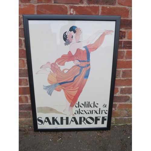 202 - A large Clotilde & Alexandre Sakharoff framed poster, overall approximately 106 x 77 cm