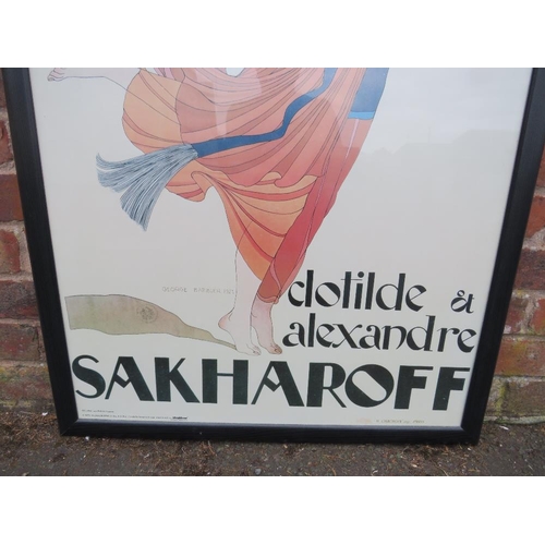 202 - A large Clotilde & Alexandre Sakharoff framed poster, overall approximately 106 x 77 cm