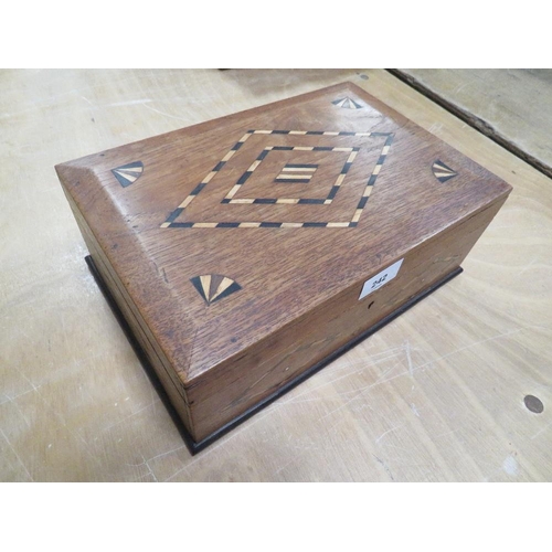 242 - A vintage inlaid mahogany box with drawers