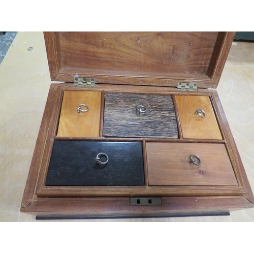 242 - A vintage inlaid mahogany box with drawers