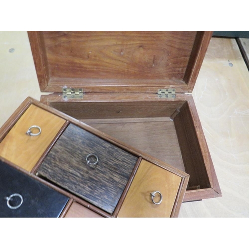 242 - A vintage inlaid mahogany box with drawers