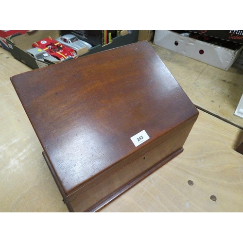 243 - A vintage mahogany stationary box