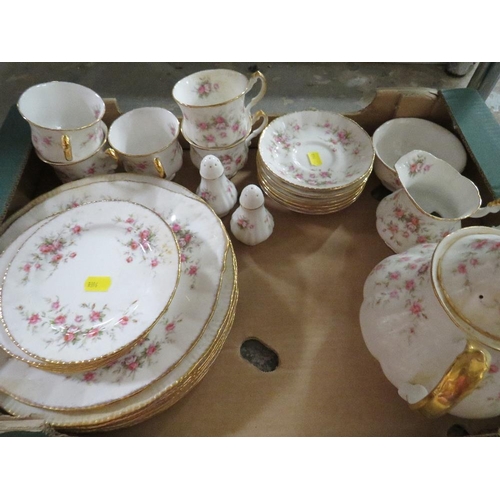 245 - A tray of Paragon Victoriana Rose tea and dinner ware