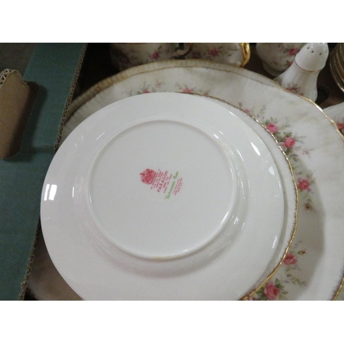 245 - A tray of Paragon Victoriana Rose tea and dinner ware