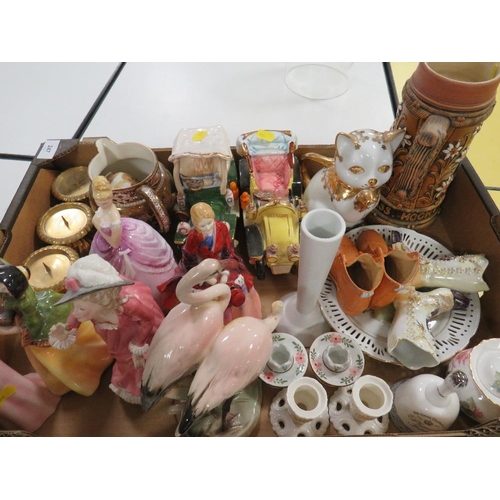 247 - A tray of assorted ceramics to include figurines etc