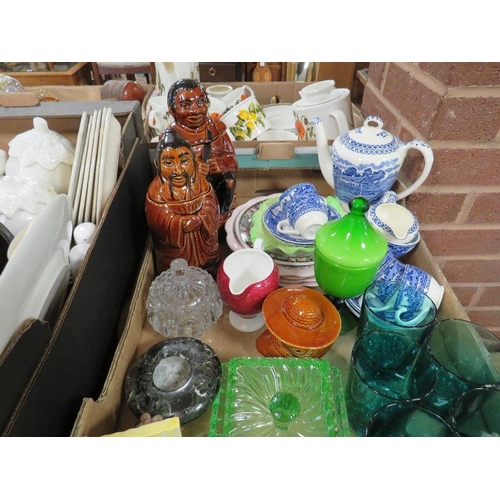 257 - Five trays of assorted ceramics and glass to include Coalport, Midwinter