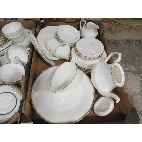 266 - Three trays of assorted ceramics to include Royal Doulton tea and dinner ware