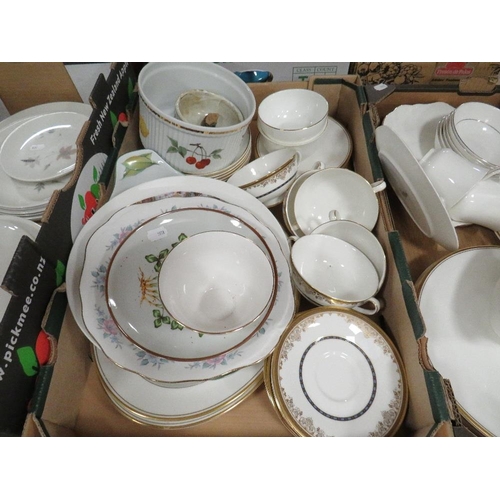 266 - Three trays of assorted ceramics to include Royal Doulton tea and dinner ware