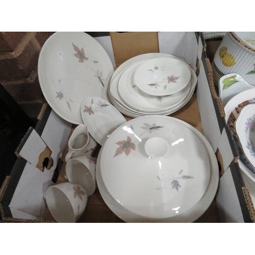 266 - Three trays of assorted ceramics to include Royal Doulton tea and dinner ware