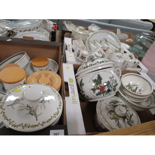 267 - Six trays of assorted Portmeirion to include Birds of Britain,  lamps, watering cans, storage jars a... 