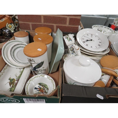 267 - Six trays of assorted Portmeirion to include Birds of Britain,  lamps, watering cans, storage jars a... 