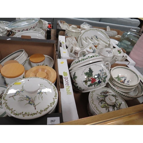 267 - Six trays of assorted Portmeirion to include Birds of Britain,  lamps, watering cans, storage jars a... 