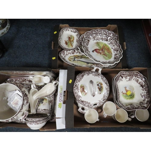 269 - Three trays of assorted Spode Woodland dinner ware to include a lidded tureen etc.