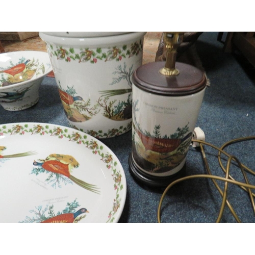 270 - Four pieces of Portmeirion Common Pheasant ceramics to include a large lidded bread pot