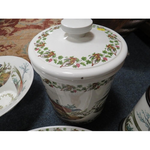 270 - Four pieces of Portmeirion Common Pheasant ceramics to include a large lidded bread pot