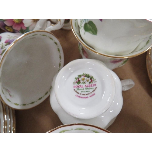 276 - A tray of assorted Royal Albert Flowers Of The Month ceramics