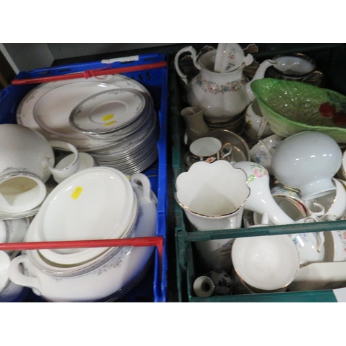 283 - A tray of Royal Doulton York tea and dinner ware together with a tray of assorted ceramics (2)