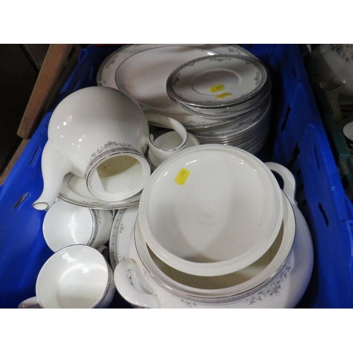 283 - A tray of Royal Doulton York tea and dinner ware together with a tray of assorted ceramics (2)