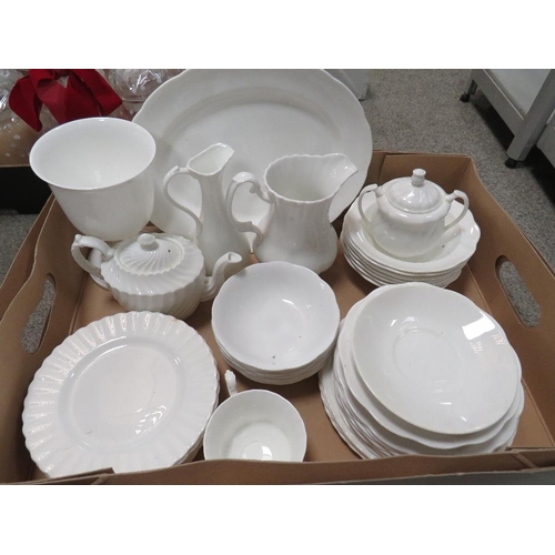 284 - Three trays of ceramics and glass etc to include three Yankee candles etc