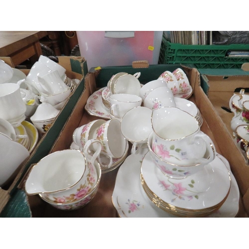 292 - Four trays of assorted ceramics to include Royal Albert Brigadoon etc