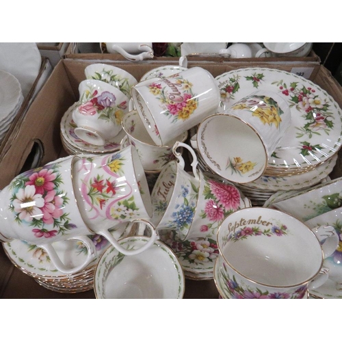 293 - A tray of Royal Albert Flowers of the Month ceramics etc