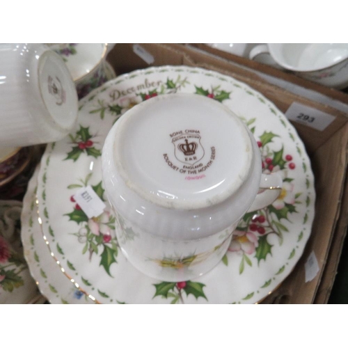 293 - A tray of Royal Albert Flowers of the Month ceramics etc