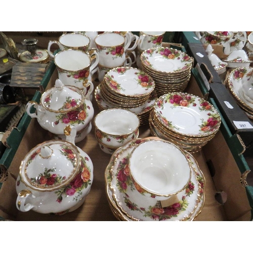 297 - Five trays of Royal Albert Old Country Roses tea and dinner ware