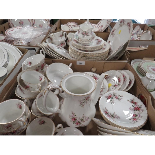 300 - Two trays of Royal Albert Lavender rose tea and dinner ware