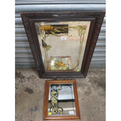 206 - A Moet & Chandon advertising mirror together with a vintage Art Nouveau style embellished gypsy mirr... 